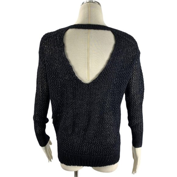 Jennifer Lopez XS Sweater NWT Sexy Open Back Dark - Picture 2 of 6